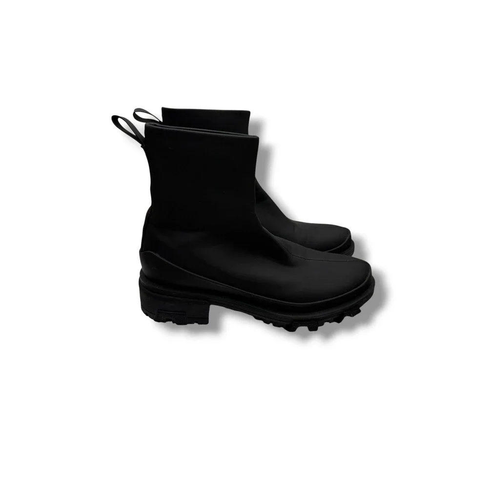 Rag & Bone Shiloh Sport Boots Women Size 38 Black Lug Sole Ankle Rain Boot